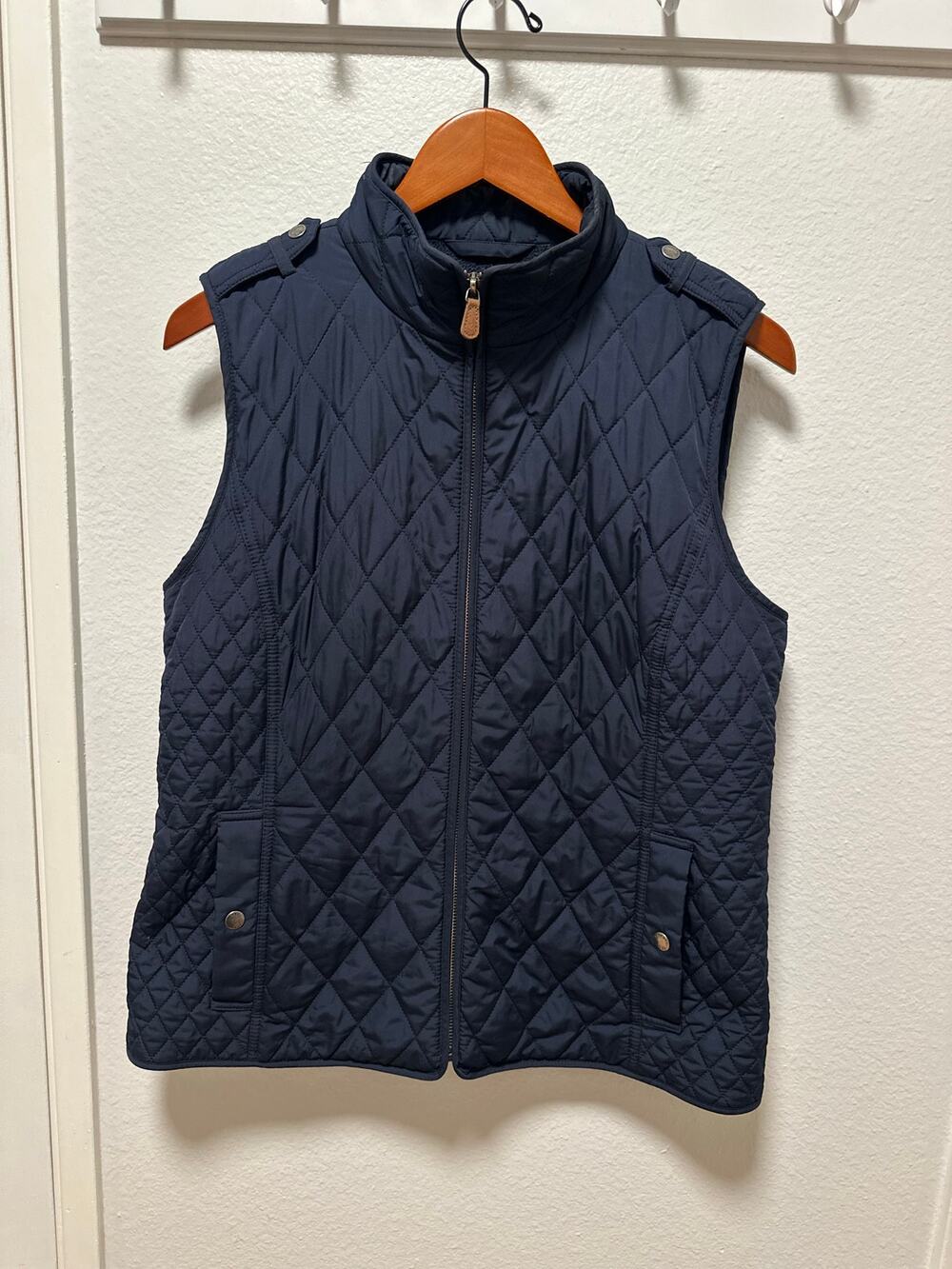 Talbots Navy Blue Quilted Vest, Size Medium